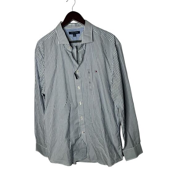 Men's NWT Tommy Hilfiger Cotton Blue Striped Shirt in size XL - Picture 1 of 3